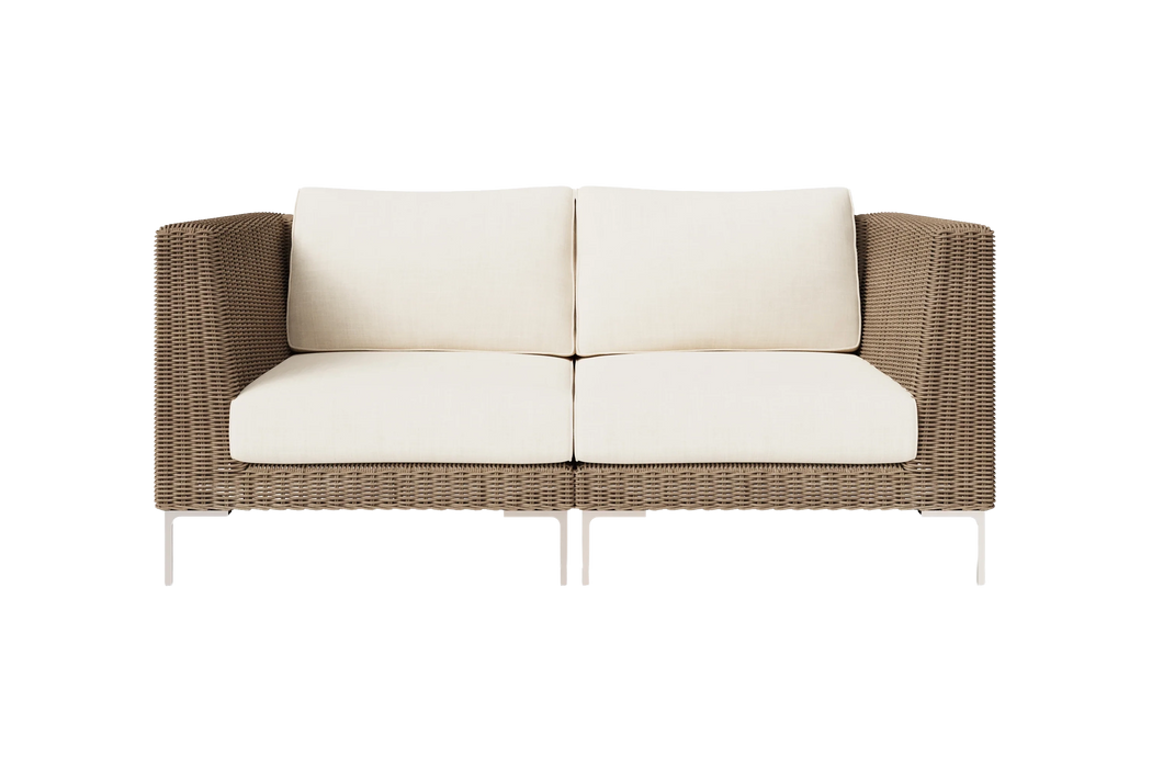 Brown Wicker Outdoor Loveseat