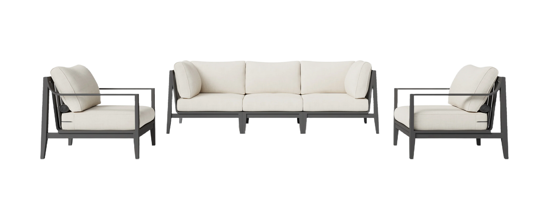 Charcoal Aluminum Outdoor Sofa with Armchairs - 5 Seat