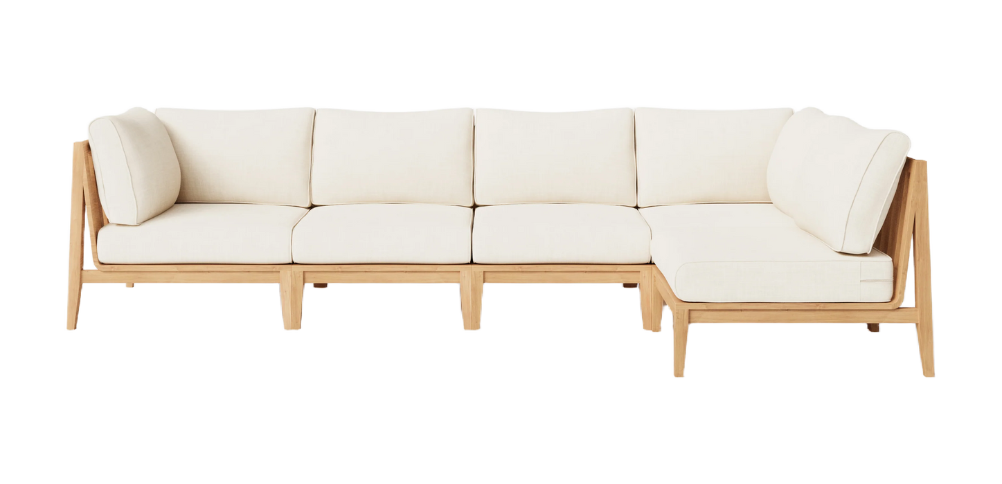 Teak Outdoor L Sectional - 5 Seat