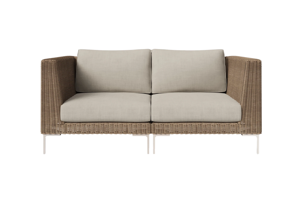 Brown Wicker Outdoor Loveseat