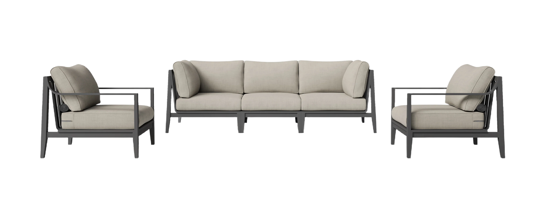 Charcoal Aluminum Outdoor Sofa with Armchairs - 5 Seat