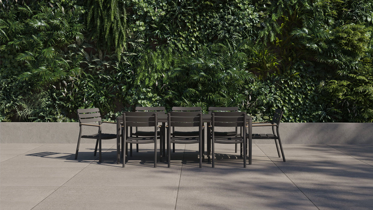 Aluminum Outdoor Rectangular Dining Table + 8 595 Dining Armchairs