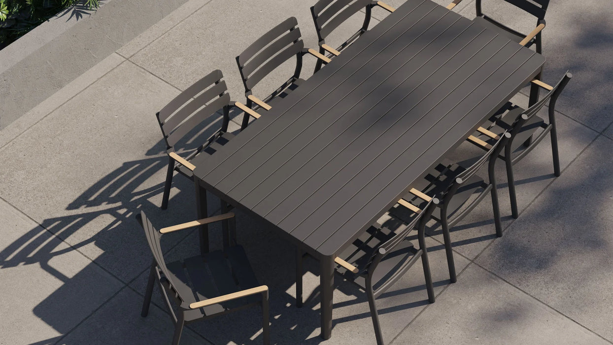 Aluminum Outdoor Rectangular Dining Table + 8 595 Dining Armchairs
