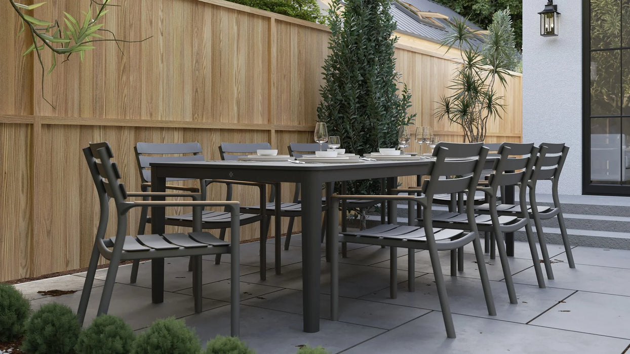 OuterStone Outdoor Dining Table + 2 595 Armchairs + 4 595 Armless Chairs