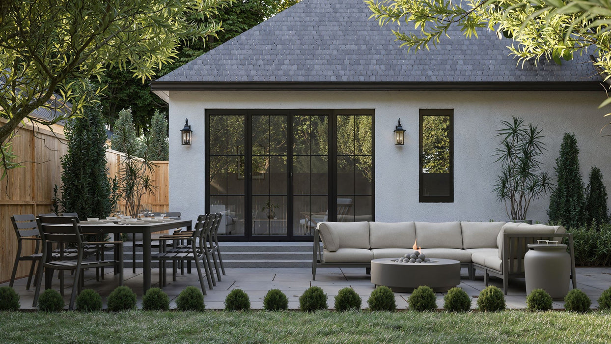 OuterStone Outdoor Dining Table + 8 595 Dining Armless Chairs