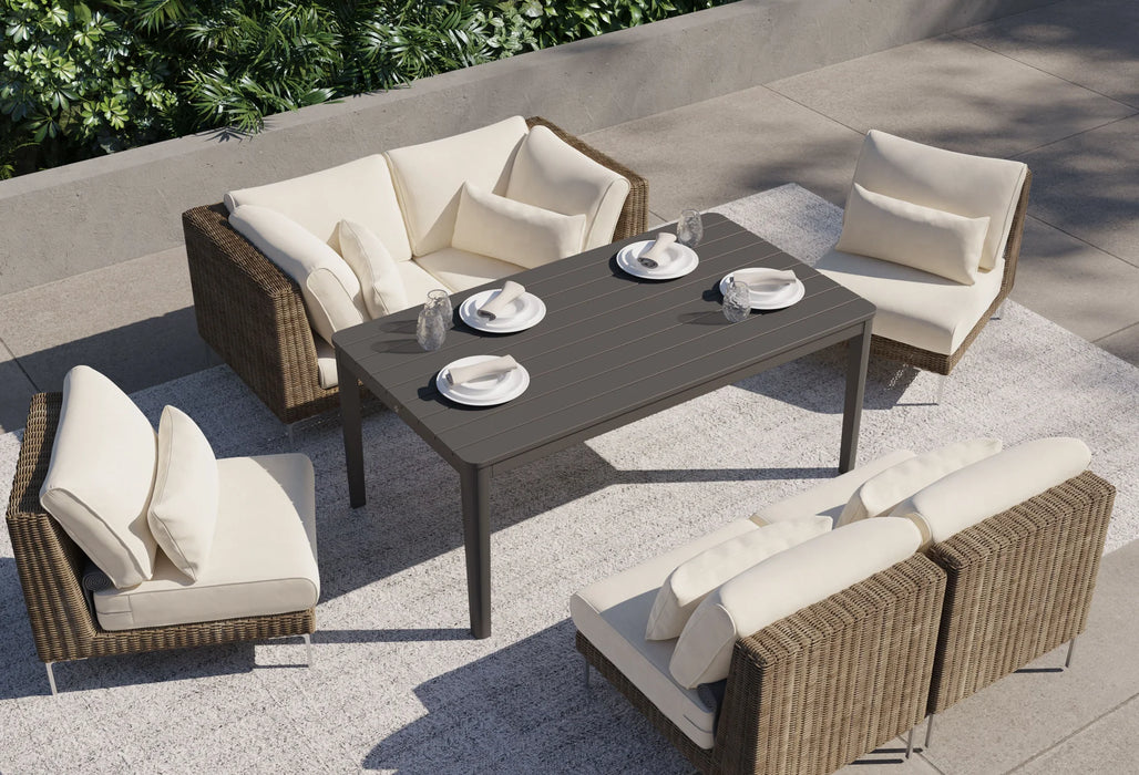 Brown Wicker Outdoor Sofa - 3 Seat