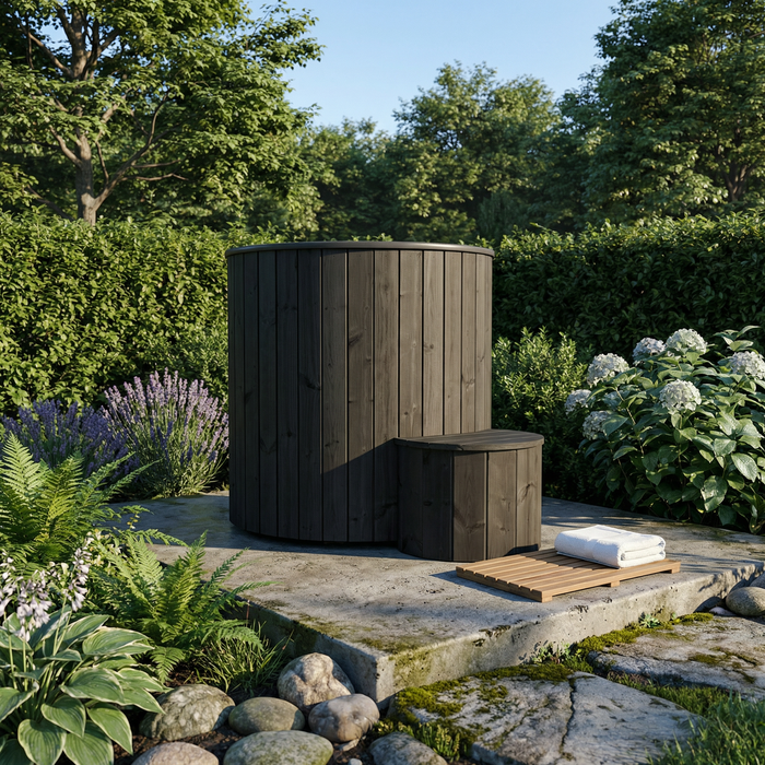 SaunaLife Model S1B Cold Plunge Tub – 1 Person (Black Thermo Pine)