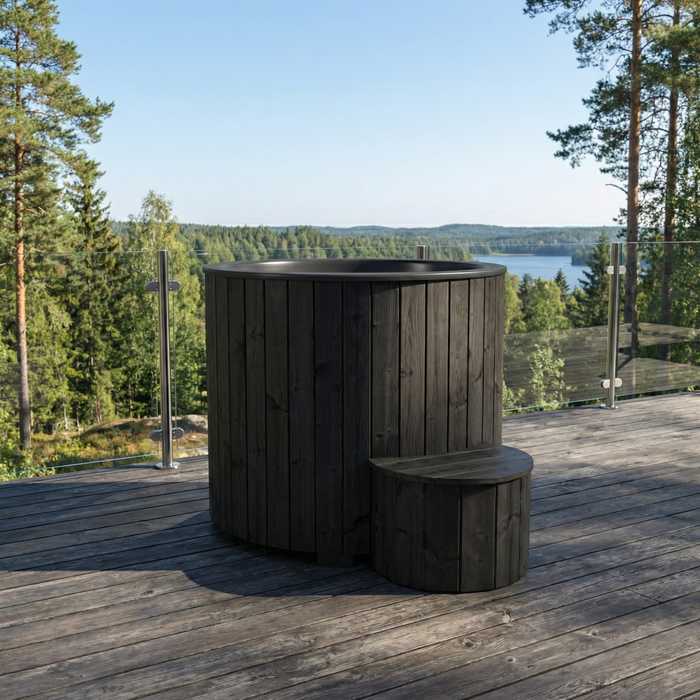 SaunaLife Model S1B Cold Plunge Tub – 1 Person (Black Thermo Pine)