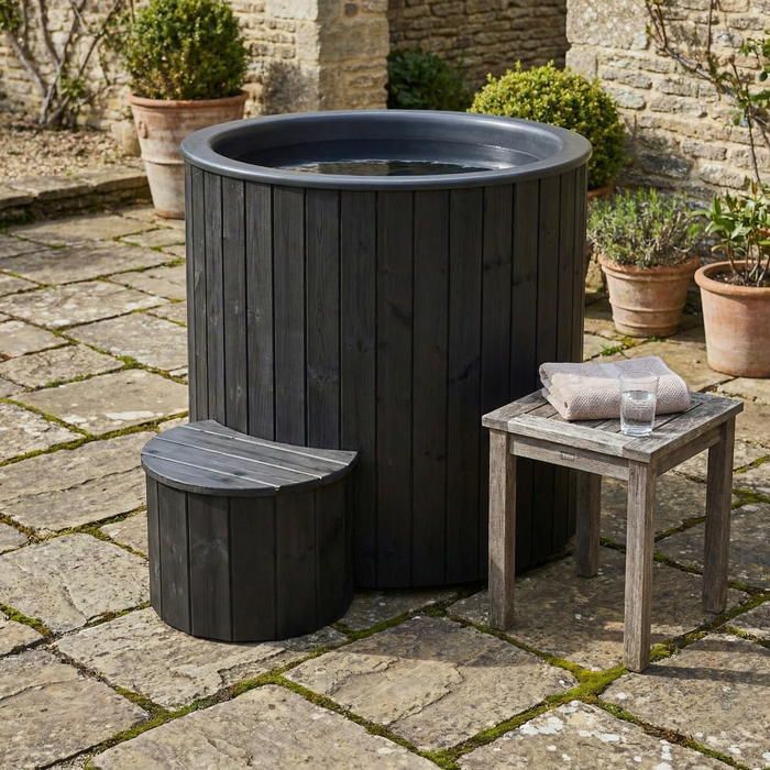 SaunaLife Model S1B Cold Plunge Tub – 1 Person (Black Thermo Pine)