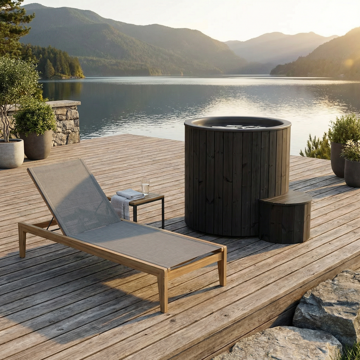 SaunaLife Model S1B Cold Plunge Tub – 1 Person (Black Thermo Pine)