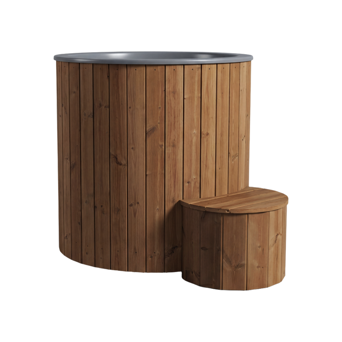 SaunaLife Model S1N Cold Plunge Tub – 1 Person (Natural Wood)