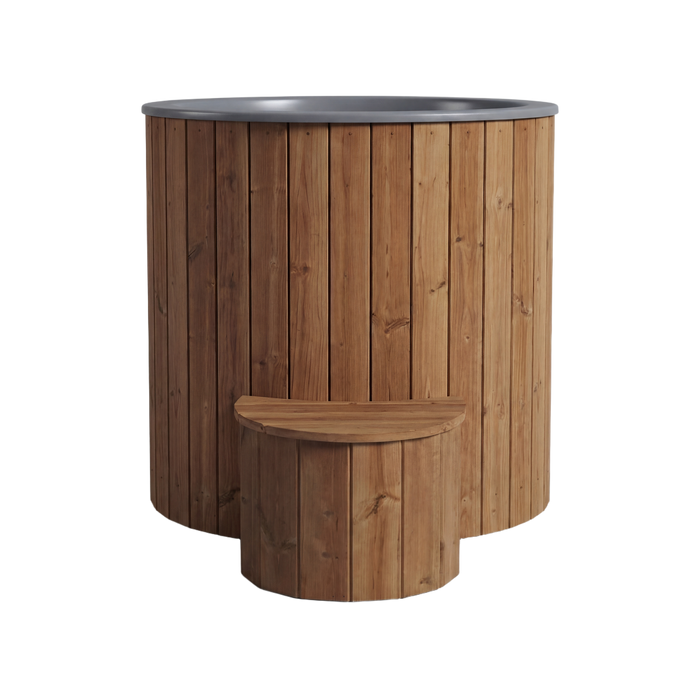 SaunaLife Model S1N Cold Plunge Tub – 1 Person (Natural Wood)