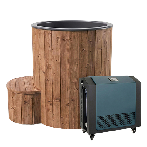SaunaLife Model S1N Cold Plunge Tub – 1 Person (Natural Wood)