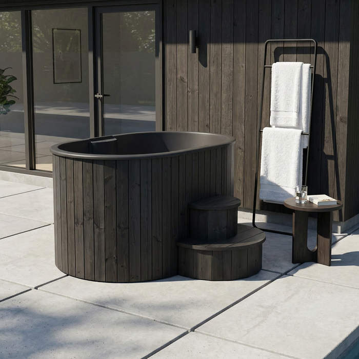 SaunaLife Model S2B Cold Plunge Tub – 2 Person (Black Thermo Pine)