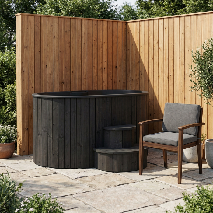 SaunaLife Model S2B Cold Plunge Tub – 2 Person (Black Thermo Pine)