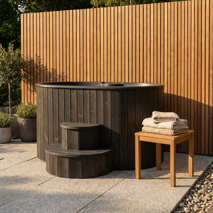 SaunaLife Model S2B Cold Plunge Tub – 2 Person (Black Thermo Pine)
