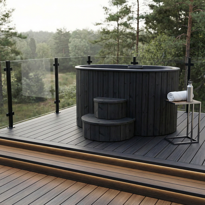 SaunaLife Model S2B Cold Plunge Tub – 2 Person (Black Thermo Pine)