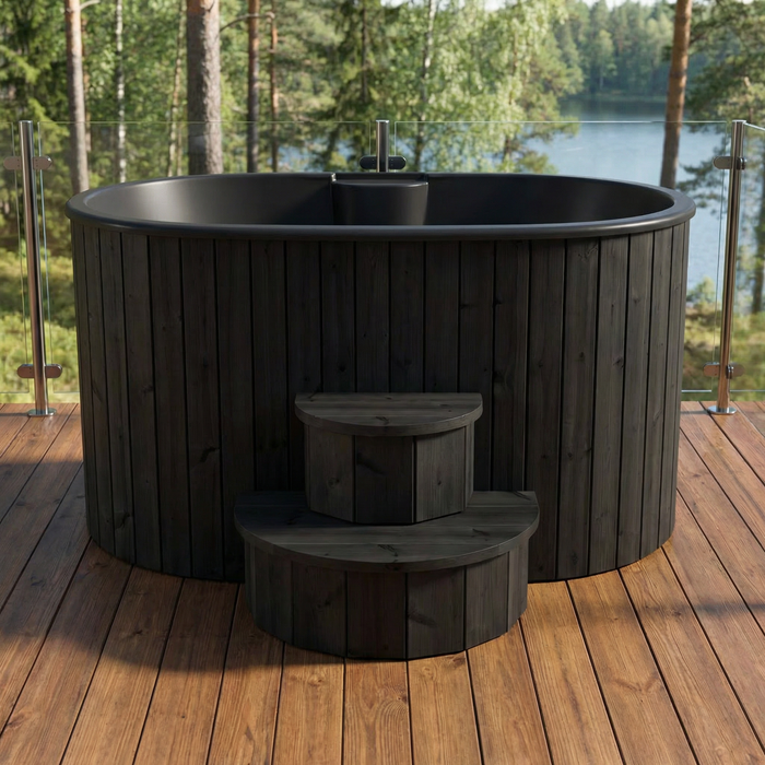 SaunaLife Model S2B Cold Plunge Tub – 2 Person (Black Thermo Pine)