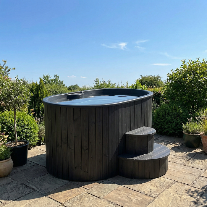 SaunaLife Model S2B Cold Plunge Tub – 2 Person (Black Thermo Pine)