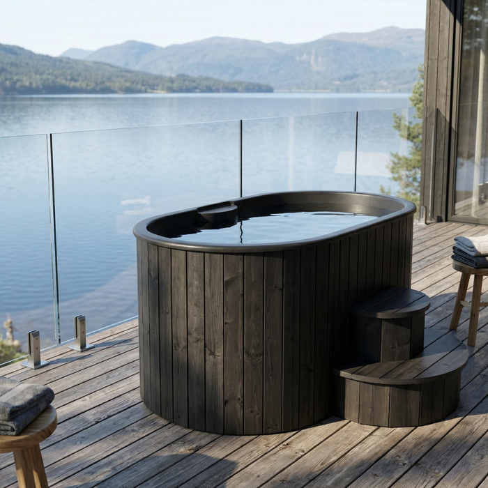 SaunaLife Model S2B Cold Plunge Tub – 2 Person (Black Thermo Pine)