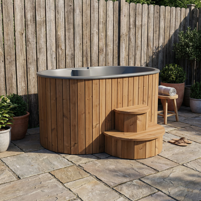 SaunaLife Model S2N Cold Plunge Tub – 2 Person (Natural Wood)