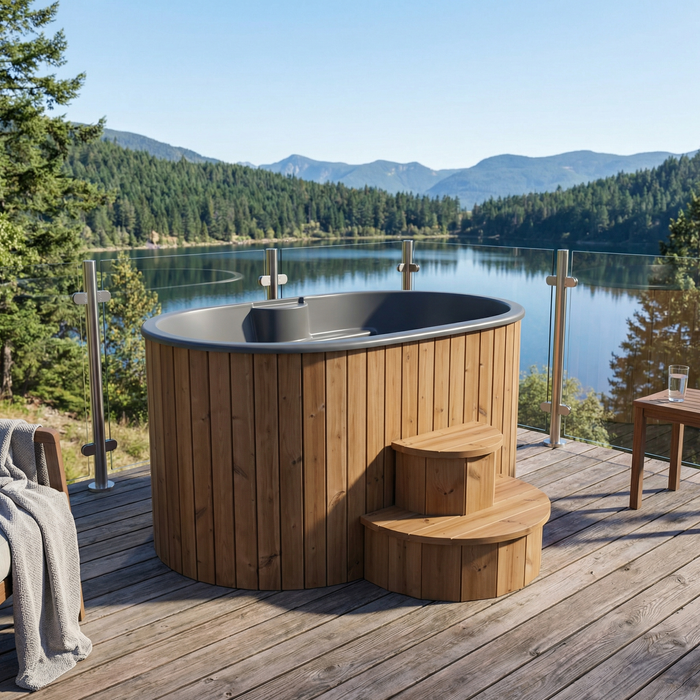 SaunaLife Model S2N Cold Plunge Tub – 2 Person (Natural Wood)