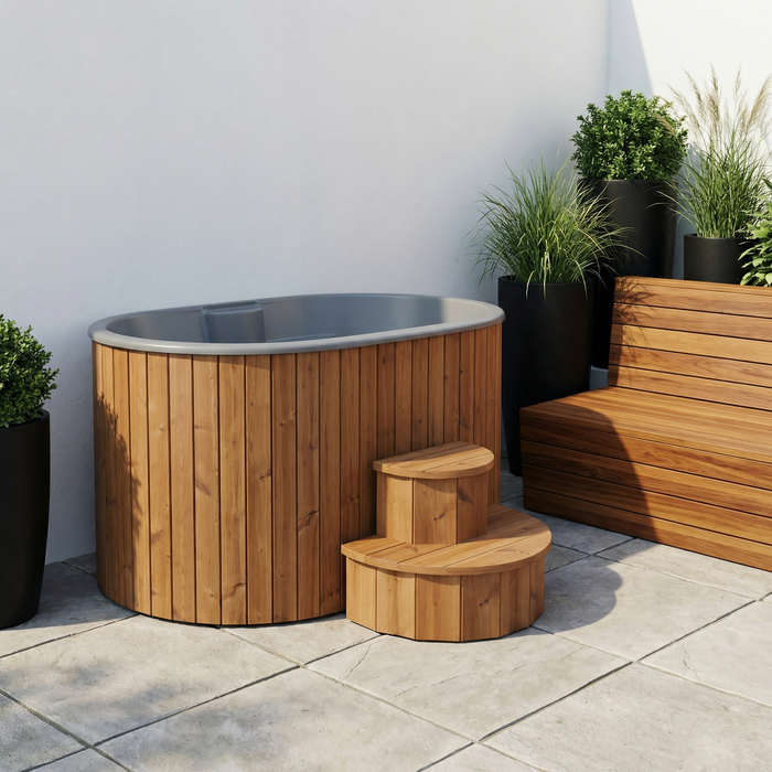 SaunaLife Model S2N Cold Plunge Tub – 2 Person (Natural Wood)