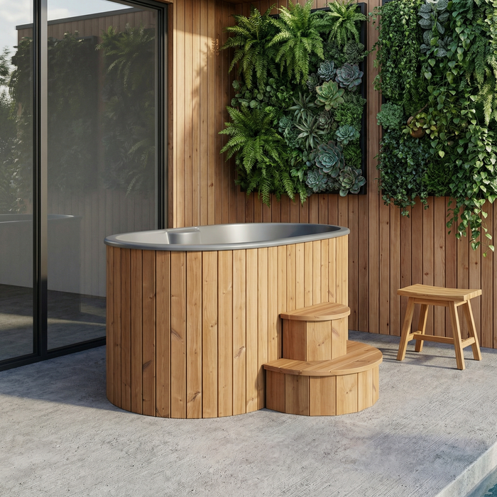 SaunaLife Model S2N Cold Plunge Tub – 2 Person (Natural Wood)