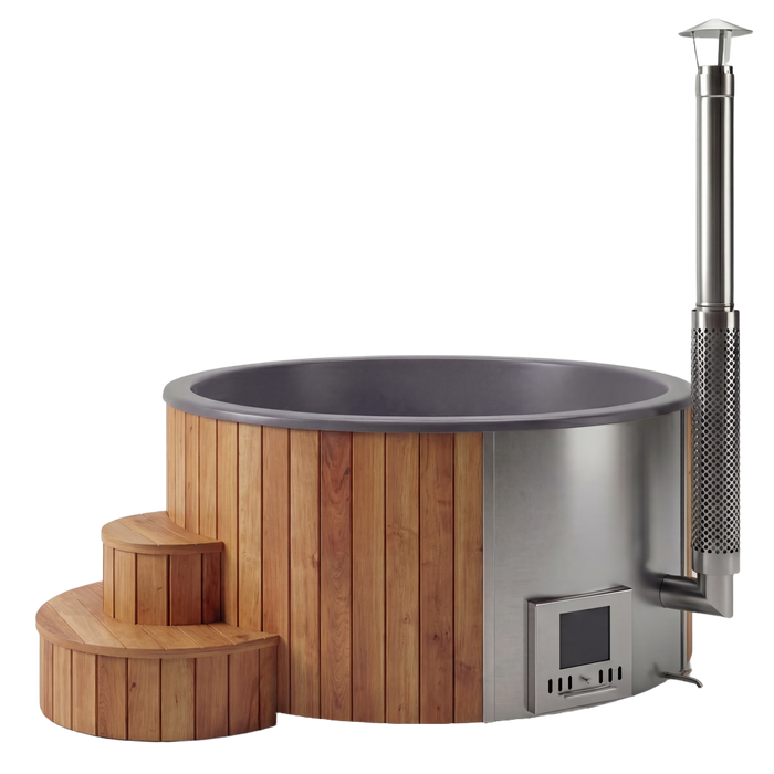 SaunaLife Model S4N Wood-Fired Hot Tub – 4–6 Person (Natural Wood)