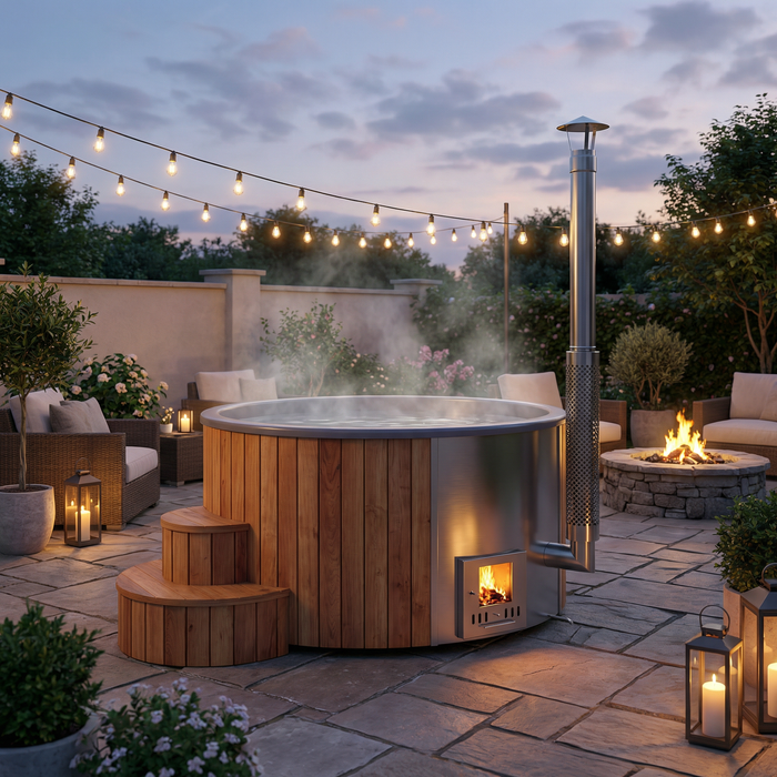 SaunaLife Model S4N Wood-Fired Hot Tub – 4–6 Person (Natural Wood)