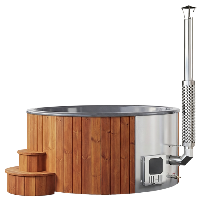 SaunaLife Model S6N Wood-Fired Hot Tub – 5–7 Person (Natural Wood)